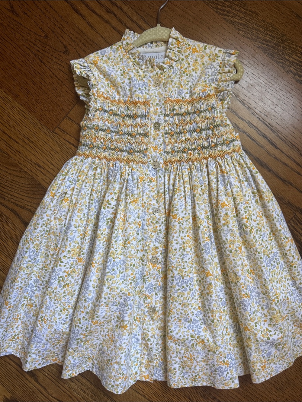 Amaia London Smocked Floral Cotton Dress - Yellow & White 4